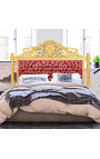 Tête de lit Baroque tissu "Gobelins" satiné rouge et bois doré