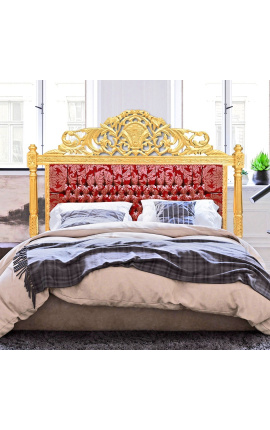 Barokowy headboard "Gobeliny" czerwone tkaniny satynowe i drewno złote