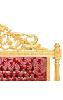 Tête de lit Baroque tissu "Gobelins" satiné rouge et bois doré