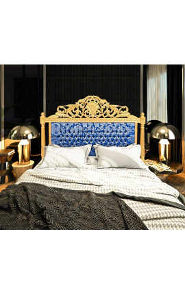 Barock headboard &quot;Gobelins&quot; blå satintyg och guldträ