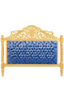 Baroque headboard "Gobelins" blue satin fabric and gold wood