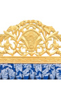 Барокко изголовье "Gobelins" синего атласной ткани и золотой древесины