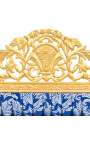 Baroque headboard "Gobelins" blue satin fabric and gold wood