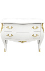 Barocke Kommode (Kommode) im weißen Louis XV-Stil mit 2 Schubladen und Goldbronzen