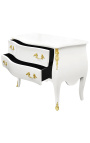 Baroque chest of drawers (commode) of style white Louis XV with 2 drawers and gold bronzes