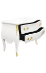 Commode baroque de style Louis XV blanche avec 2 tiroirs et bronzes dorés
