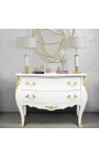 Baroque chest of drawers (commode) of style white Louis XV with 2 drawers and gold bronzes