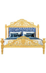 Barockbett blau "Rebellen" satine stoff und gold holz