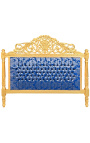 Łóżko barokowe niebieskie "Gobeliny" tkaniny satynowej i drewna złota