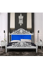 Barok seng blåt fløjlsstof og sølvtræ