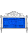 Letto barocco tessuto in velluto blu e legno argento