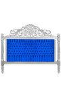 Barok hoofdeinde bed blauw fluweel stof en zilver hout