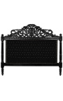 Barokní čelo postele černý samet s kamínky a černě lakované dřevo.