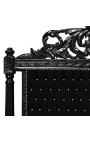 Tête de lit Baroque tissu velours noir avec strass et bois laqué noir