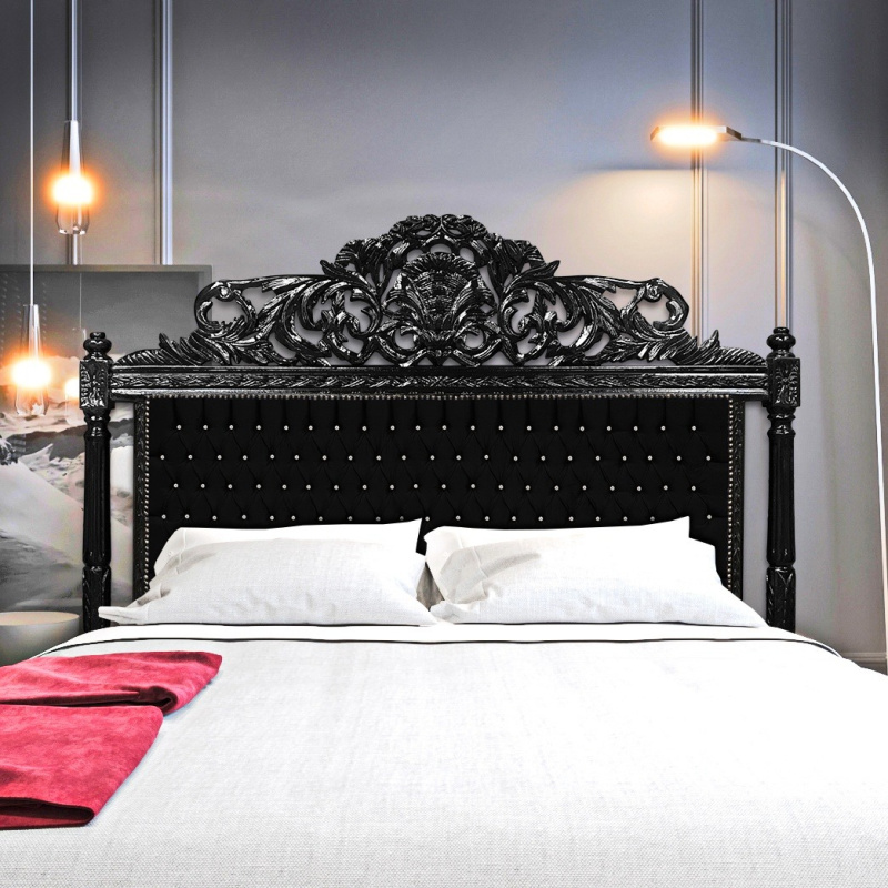 Baroque Bed Headboard Black Velvet With, Victorian Style Headboard Wood