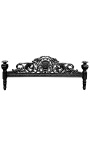 Baroque bed with black velvet fabric with rhinestones and black lacquered wood.