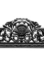 Lit Baroque tissu velours noir avec strass et bois laqué noir