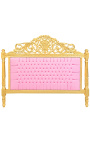 Barok bed kunstleer roze en goud hout