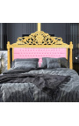 Baroque bed headboard pink leatherette and gold wood
