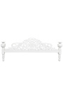 Baroque bed fabric faux leather white with rhinestones and white lacquered wood