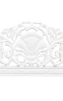 Lit Baroque tissu simili cuir blanc avec strass et bois laqué blanc