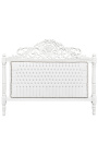 Baroque bed fabric leatherette white with rhinestones and white lacquered wood