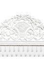 Lit Baroque tissu simili cuir blanc avec strass et bois laqué blanc