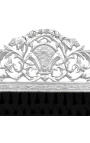 Cama barroca em tecido veludo preto e madeira prateada