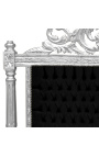 Lit Baroque tissu velours noir et bois argenté