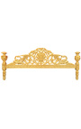 Letto barocco tessuto in velluto color tortora e legno dorato