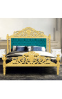 Barok bed smaragdgroene fluwelen stof en goud hout