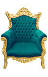 Grand Rococo Barock fåtölj vinröd sammet och förgyllt trä