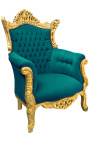 Fotel Grand Rococo Baroque bordowy aksamit i pozłacane drewno