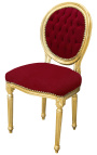 Chaise de style Louis XVI velours bordeaux et bois doré