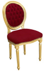 Chaise de style Louis XVI velours bordeaux et bois doré