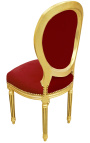 Louis XVI style chair burgundy velvet and gold wood