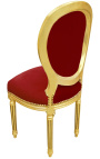 Stuhl im Louis XVI-Stil aus burgunderrotem Samt und goldenem Holz