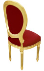 Silla de estilo Luis XVI burdeos terciopelo y madera de oro