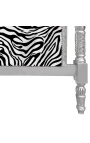 Baroque bed headboard zebra printed fabric and silver wood
