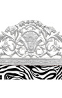 Baroque bed headboard zebra printed fabric and silver wood