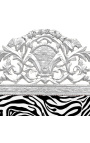 Testiera barocca in velluto zebrato e legno argentato
