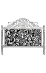 Baroque bed headboard zebra printed fabric and silver wood