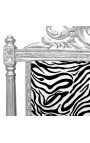 Barock sänggavel zebratryckt tyg och silverträ