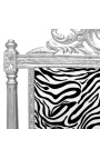 Baroque bed headboard zebra printed fabric and silver wood