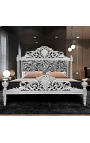Zagłówek łóżka w stylu barokowym, tkanina z nadrukiem zebry i srebrne drewno