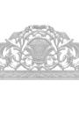 Barokk sengegavl med sebratrykt stoff og sølvtre