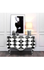 Commode estilo barroco de Louis XV Checkerboard negro y blanco.