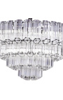 Large chandelier "Lesavi" in silver metal with hexagonal glass pendants