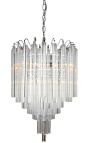 Chandelier "Livera" art Deco metaal en zwart glas pendanten