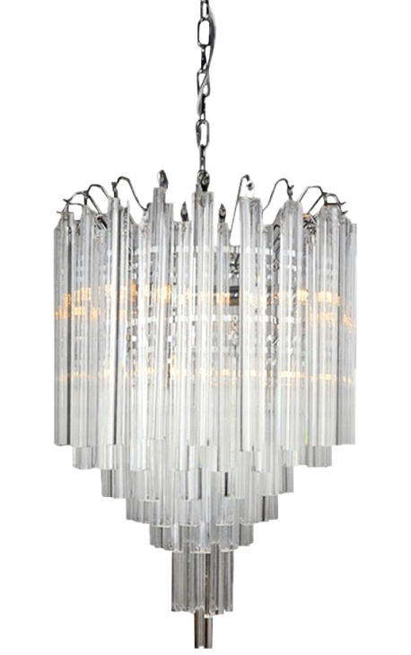 Chandelier "Livera" art Deco metaal en zwart glas pendanten